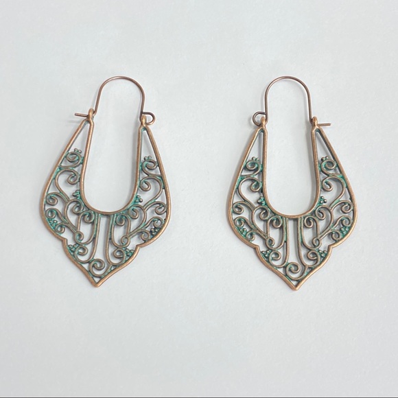 Boho aztec style bronze patina earrings 3 pair - Picture 8 of 10